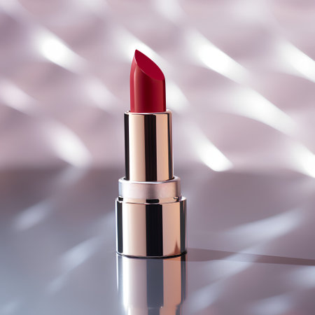 Red lipstick on white background with bokeh effect. 3d renderingの素材