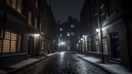 Night in the old town of Gdansk, Poland. Street view.の素材