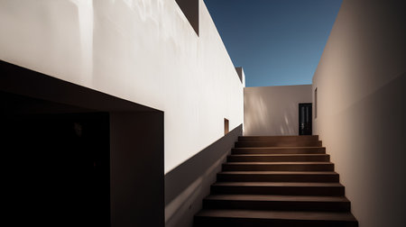 Architecture of modern building, stairway. 3d renderの素材