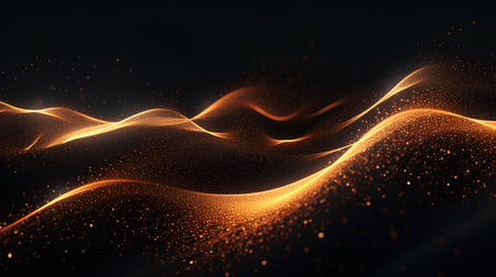 Abstract digital wave with particles. 3d rendering, 3d illustration.の素材