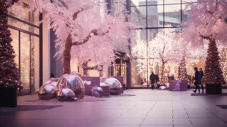 Christmas decorations in Canary Wharf, London, UKの素材