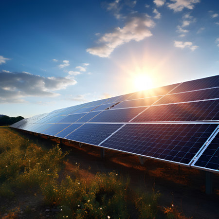 Solar panels, photovoltaic, alternative electricity source - concept of sustainable resourcesの素材