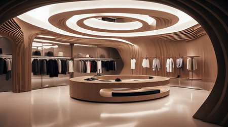 luxury and fashionable european different clothes shop interior 3d renderingの素材
