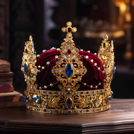 low key image of beautiful queen/king crown. fantasy medieval periodの素材