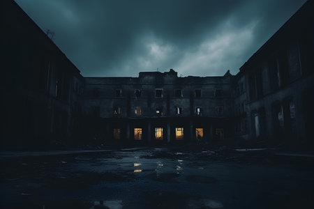 ruins of a very heavily polluted industrial factory, industrial series.の素材