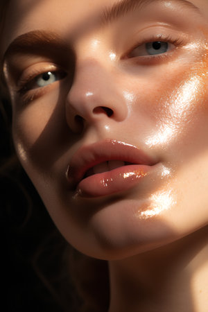 Beautiful young girl with clean fresh skin. Beauty face. Photo taken in the studio.の素材