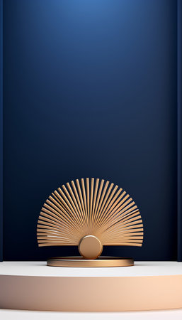 Podium for show product with vintage fan. Vector illustration. EPS10の素材