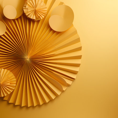 Abstract background with yellow paper cut shapes. 3d rendering, 3d illustration.の素材