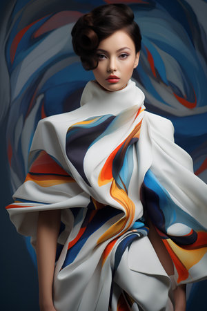 Fashion portrait of beautiful young woman with bright make-up and hairstyleの素材