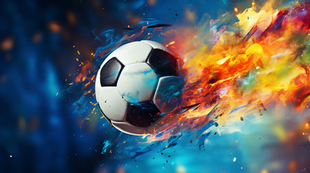 Soccer ball on fire background. 3d illustration. Elements of this image furnished by NASAの素材