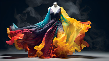 3d rendering of a mannequin in a colorful cloth.の素材