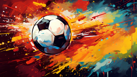 Soccer ball on grunge background with splashes. Vector illustration.の素材