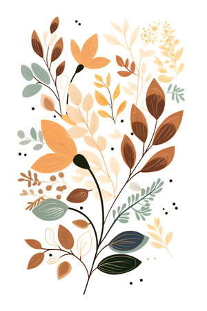 Floral background with hand drawn flowers and leaves. Vector illustration.の素材