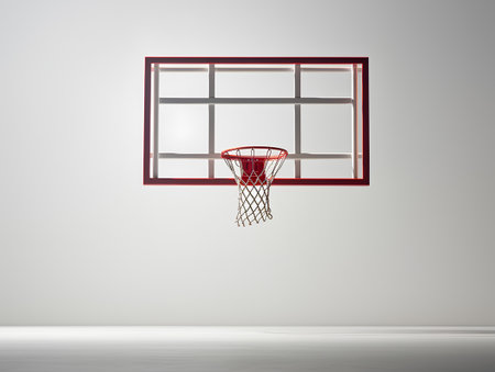 Basketball hoop in empty room. Realistic 3d vector illustrationの素材