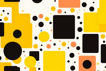 Seamless pattern with abstract geometric shapes in yellow and black colorsの素材