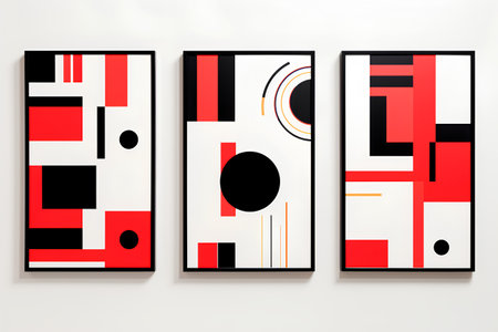 Vector set of abstract design templates. Brochures in the style of Memphis.の素材