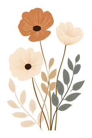 Vector illustration of a bouquet of flowers on a white background.の素材