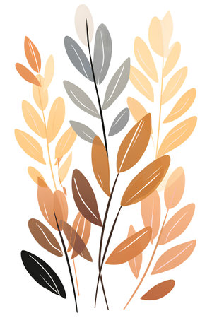 Floral background with hand drawn branches and leaves. Vector illustration.の素材