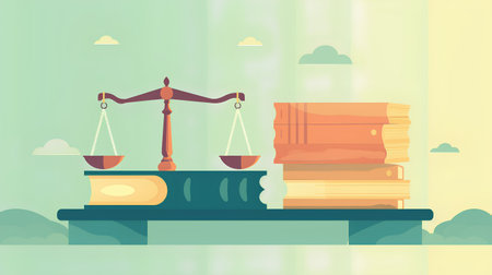 Law and justice concept. Flat illustration of law and justice vector concept for web designの素材