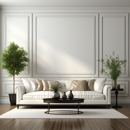Classic sofa in classic interior with copy space.Digital Illustration.3d renderingの素材