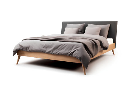Modern single bed isolated on white background. Clipping path included.の素材