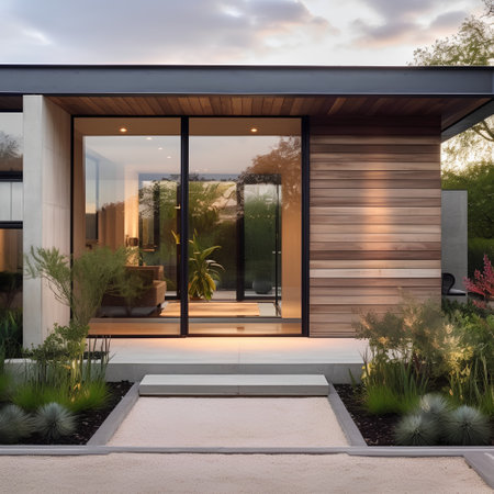 Exterior of modern house with pool and terrace. 3d renderingの素材
