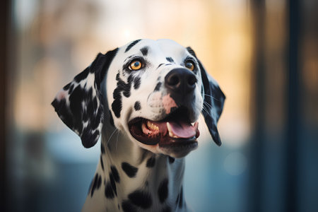 Adorable Dalmatian dog looking at the camera. Selective focus.の素材