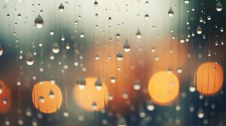 Water drops on glass with bokeh background. Rainy day.の素材