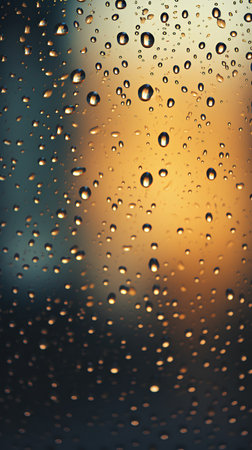 Drops of rain on the window, blurred background. Shallow DOFの素材