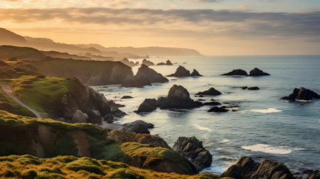Sunset over the cliffs of Cabo da Roca, Portugalの素材