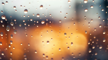 Raindrops on the glass. Defocused bokeh background.の素材