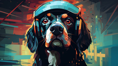 Cavalier King Charles Spaniel portrait. Vector illustration in cartoon style.の素材
