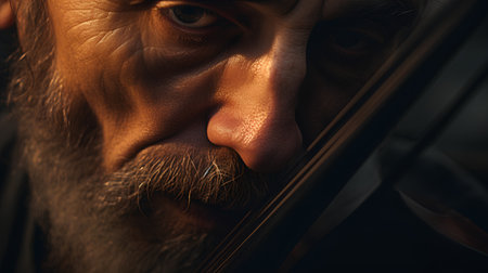 Portrait of an old man with a long beard and mustache.の素材