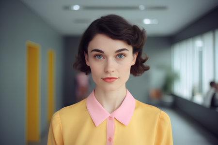 Portrait of beautiful young businesswoman in office. Success concept.の素材