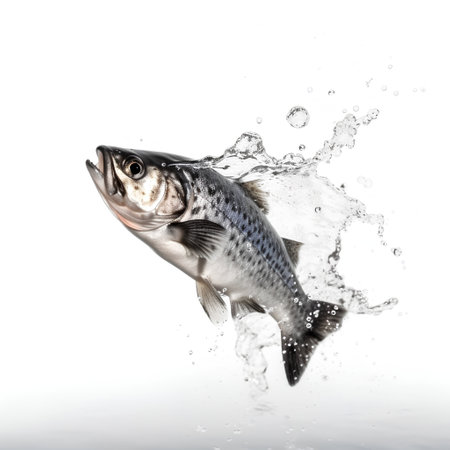rainbow trout with water splash isolated on white background. studio shotの素材