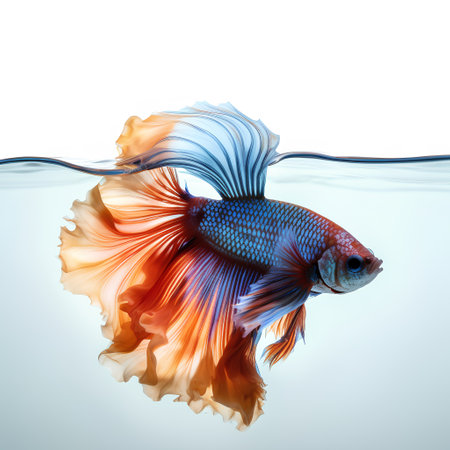 Siamese fighting fish isolated on white background with clipping path.の素材