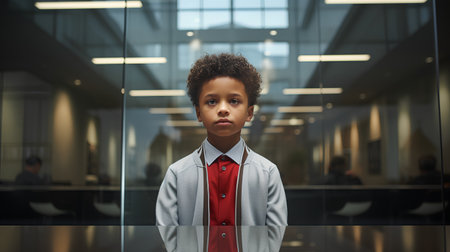 Fashionable african american boy with afro hairstyle and stylish clothesの素材
