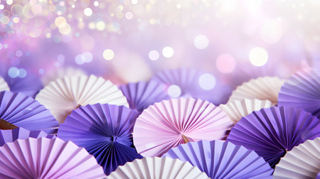 Colorful paper umbrellas on bokeh background, abstract designの素材