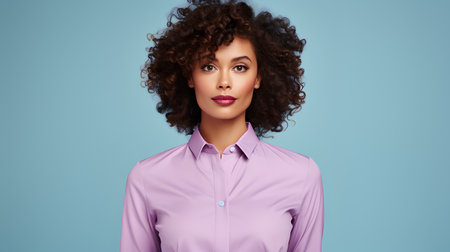 Fashion portrait of young african american woman with afro hairstyle.の素材