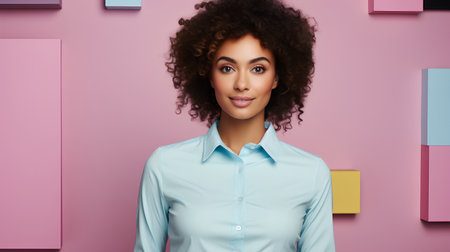 Beauty portrait of young african american woman with afro hairstyleの素材