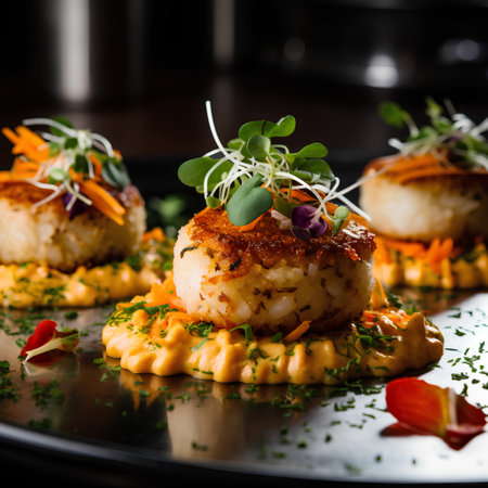 Grilled scallops with caramelized carrots and microgreensの素材
