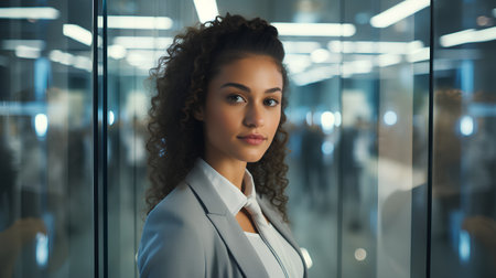 Portrait of a beautiful young african american businesswoman in officeの素材