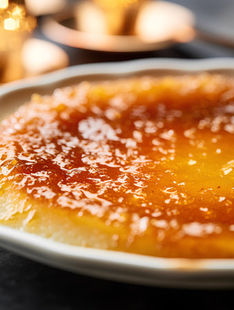 Creme brulee with caramelized sugar on top. French dessert.の素材