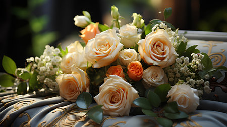 Bouquet of roses, lilies of the valley and daffodilsの素材