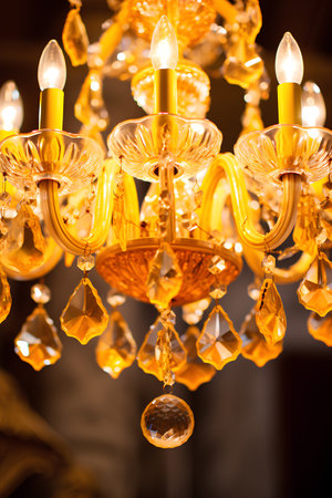 Beautiful luxury crystal chandelier decoration in room interior - Vintage Light Filterの素材