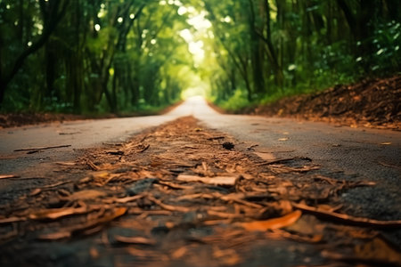 Road in the forest with sunbeam, Thailand. Nature background.の素材