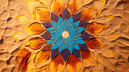 Detail of the colorful pattern on the sand in the desert.の素材