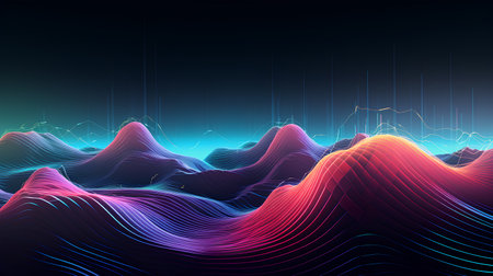 Abstract background with dynamic waves. Futuristic technology style. Vector illustration.の素材