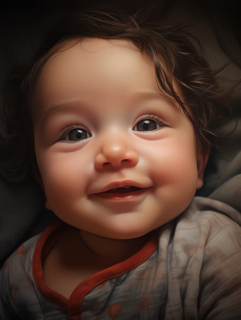 Portrait of a cute little baby boy. 3d rendering.の素材