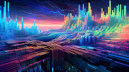Futuristic abstract technology background. 3d rendering digital illustration.の素材